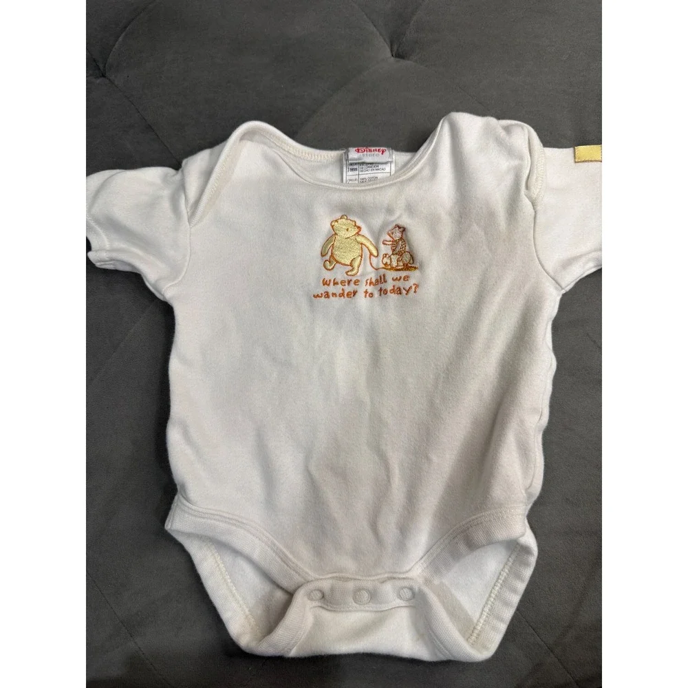 Disney Store Winnie the Pooh Tigger Vintage‎ Baby Bodysuit White 3 Months Cotton